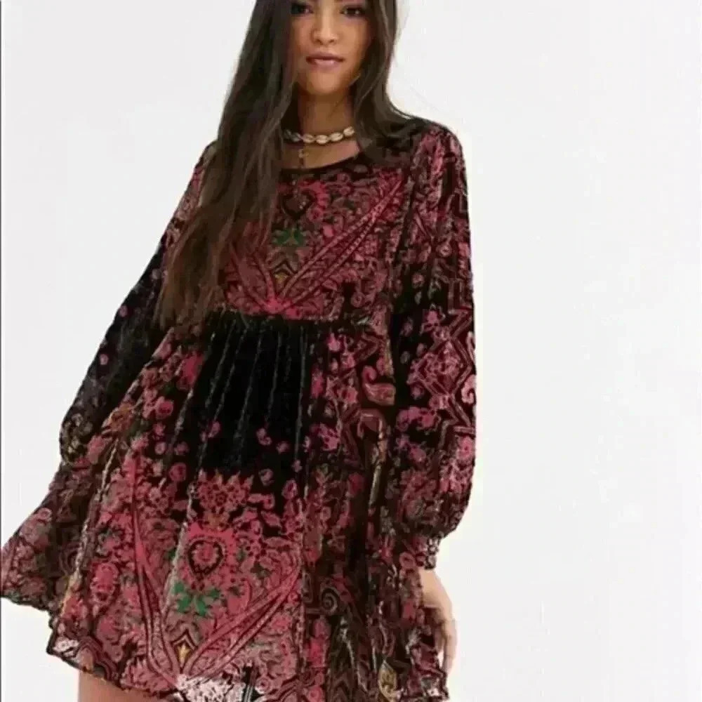 Free People Mirror Mirror velvet mini dress